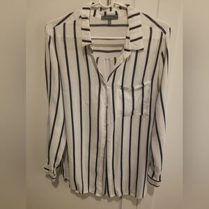 Blue and White Striped Button-Up Shirt